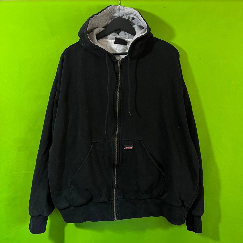 Dickies Mens Black Thermal Lined Full Zip Hoodie Heavyweight Workwear Jacket XL